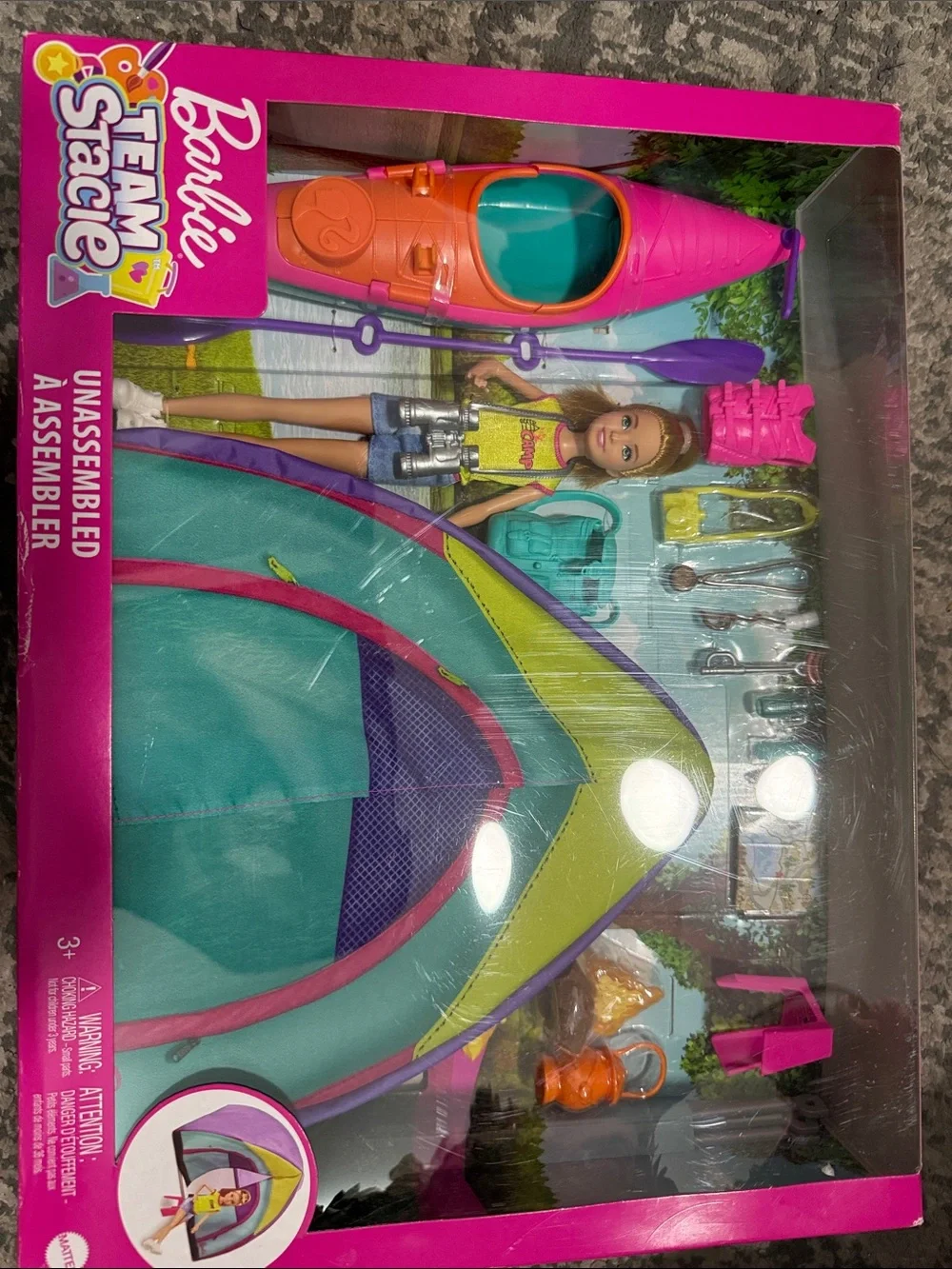 Barbie Team Stacie Camping & Kayak Set - Pink, Teal & Orange